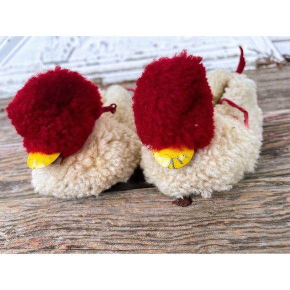 Vintage 1950s child wool Fuzzy Duck Slippers With Clicker Beak - Picture 2 of 16